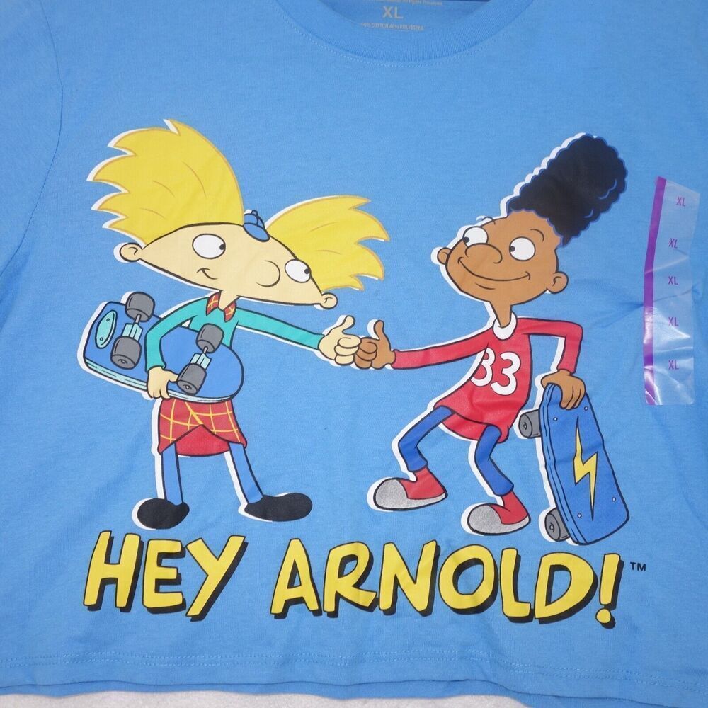 NEW Nickelodeon Hey Arnold 1990's  Retro Crop Graphic T-Shirt Size Women's XL - Picture 3 of 5